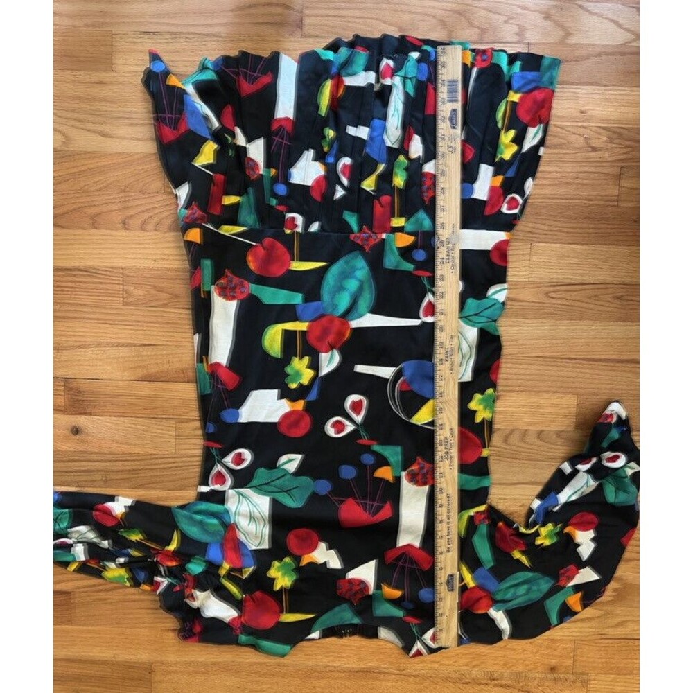 Helga‎ 80s Neiman Marcus  Floral Print Drop Waist Dress Size 12 Vintage Belt - Picture 10 of 10